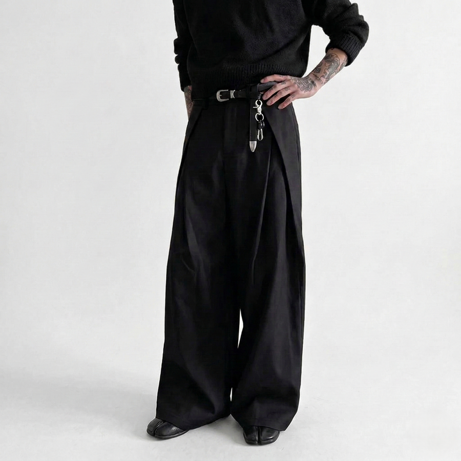 PLEATED WIDE LEG PANTS — black - Image 2