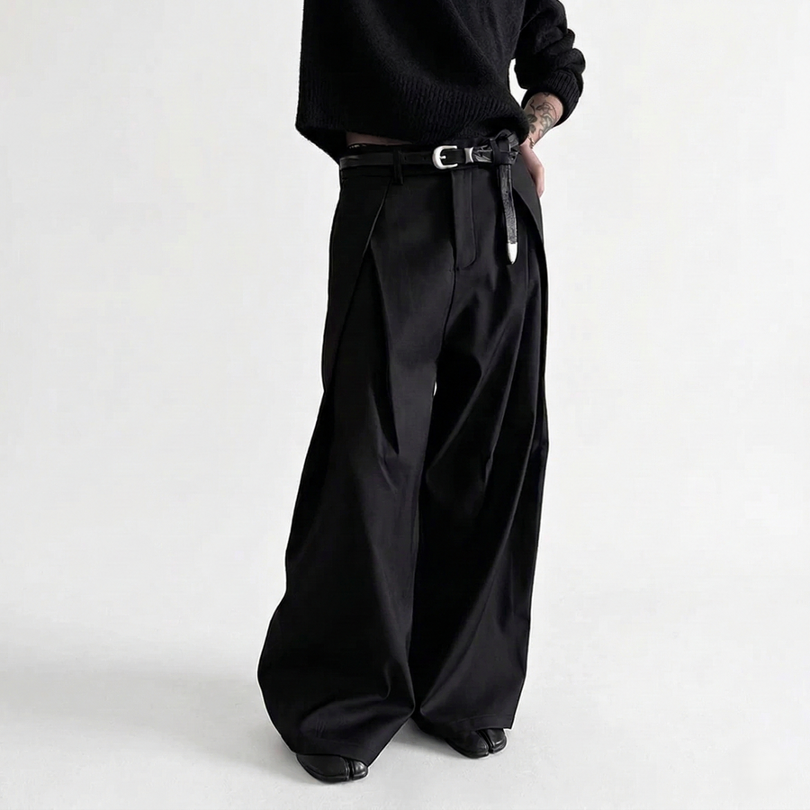 PLEATED WIDE LEG PANTS