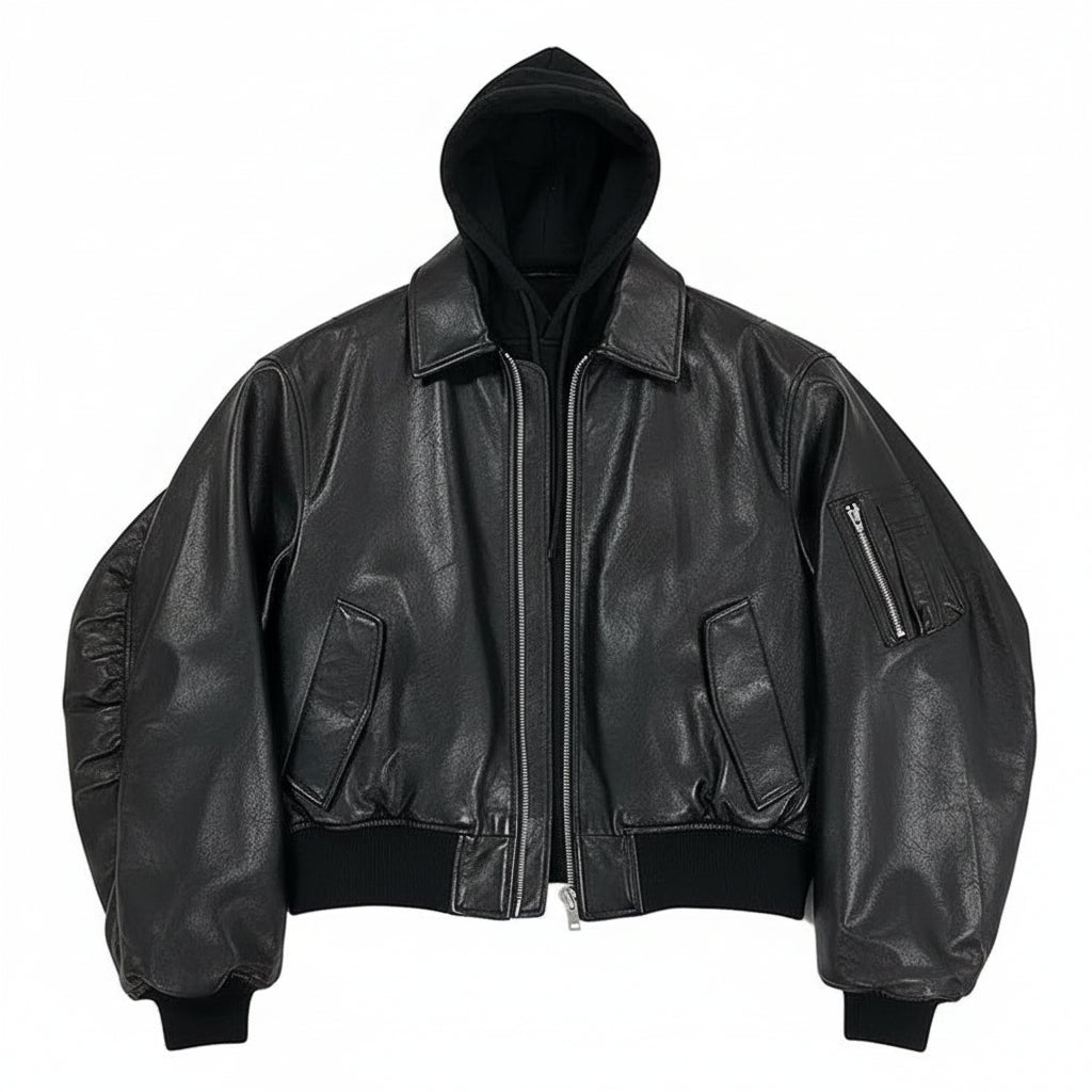 Hooded Leather Jacket