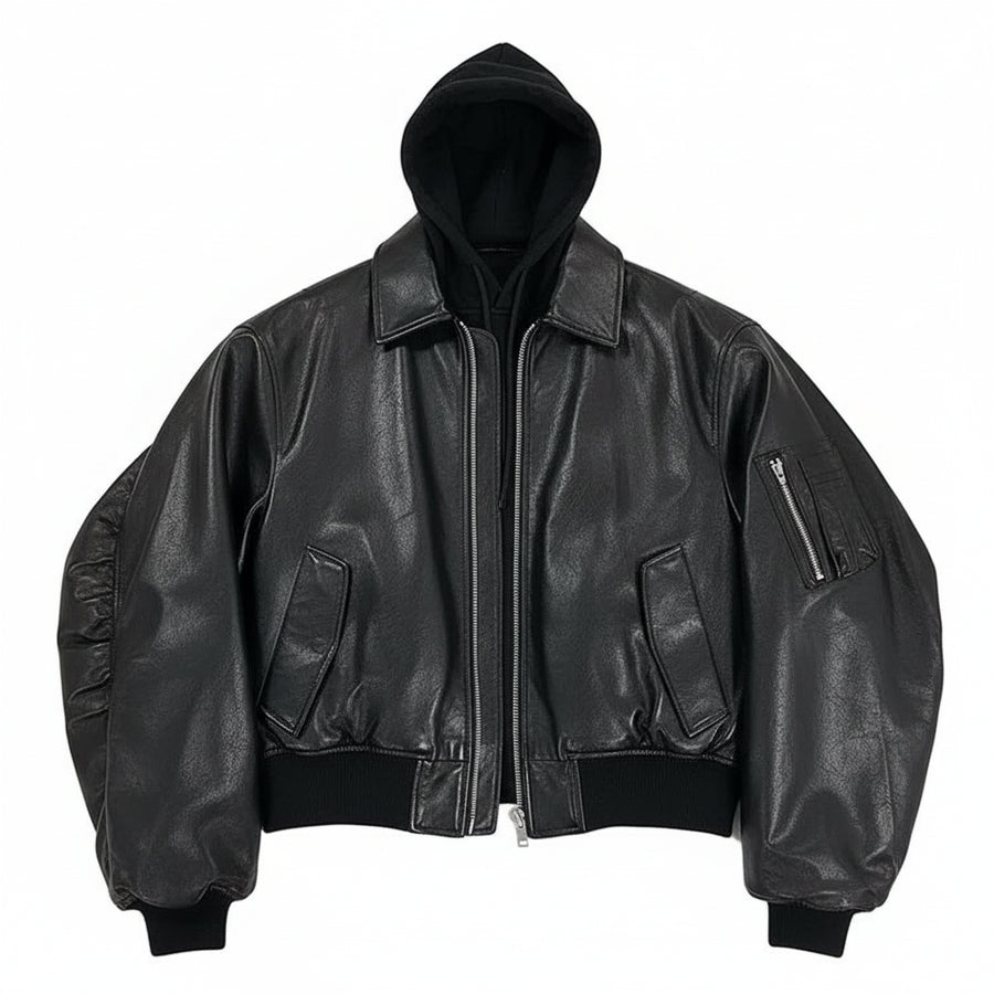 Hooded Leather Jacket