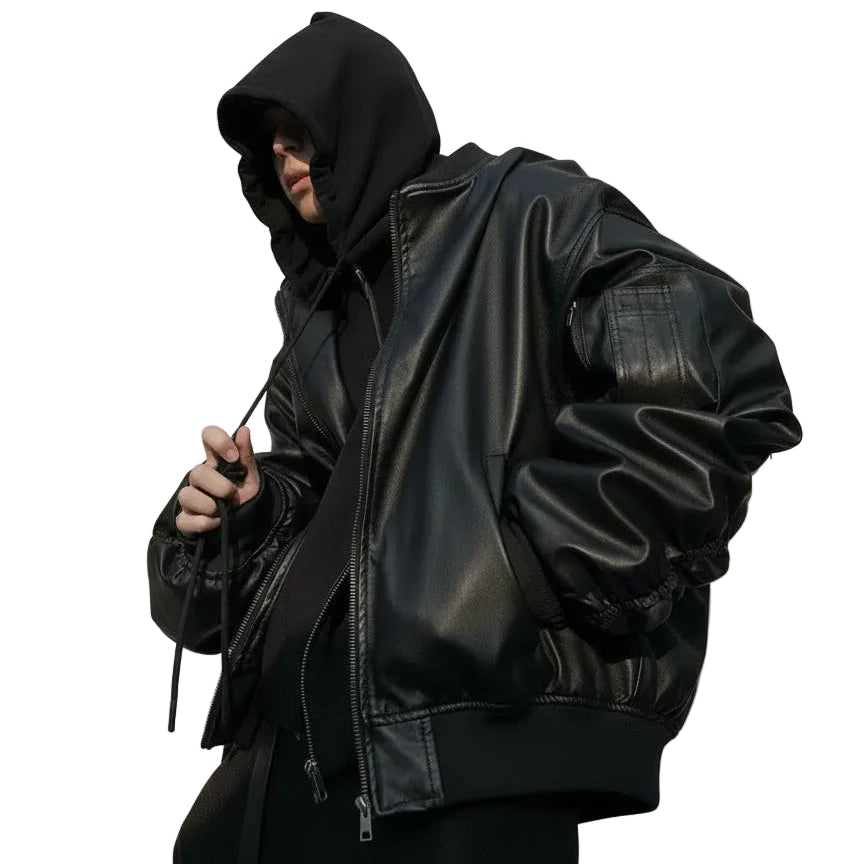 HOODED LEATHER JACKET